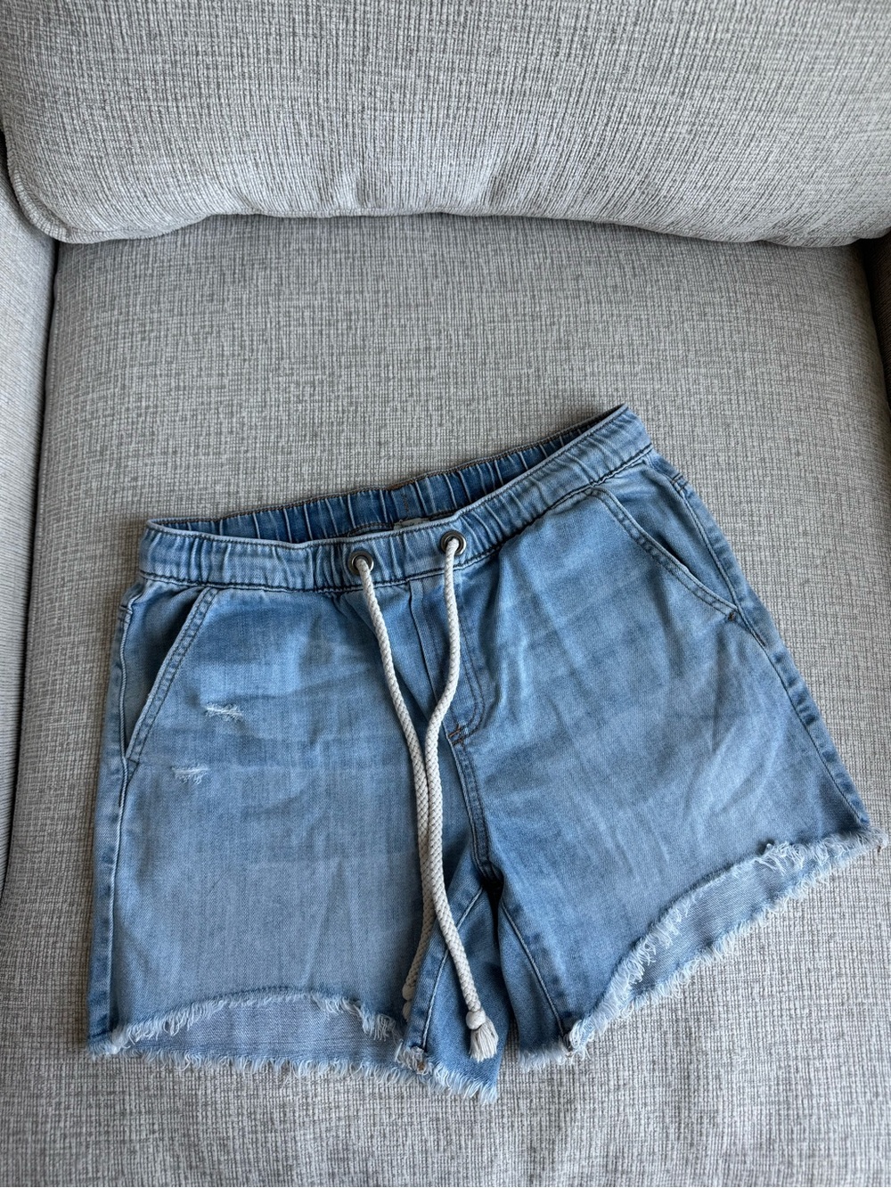 Aerie Light Blue Denim Drawstring Shorts